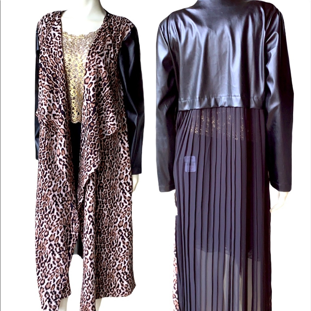 MStudio Ey Fierce Mixed Leopard Kimono Style women’s Top